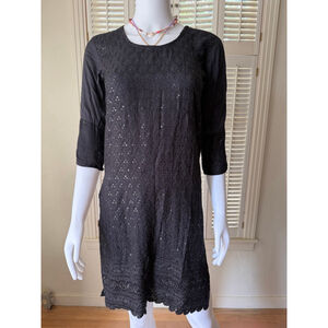 Women's Unbranded Black Sequin Embroidered Kurta